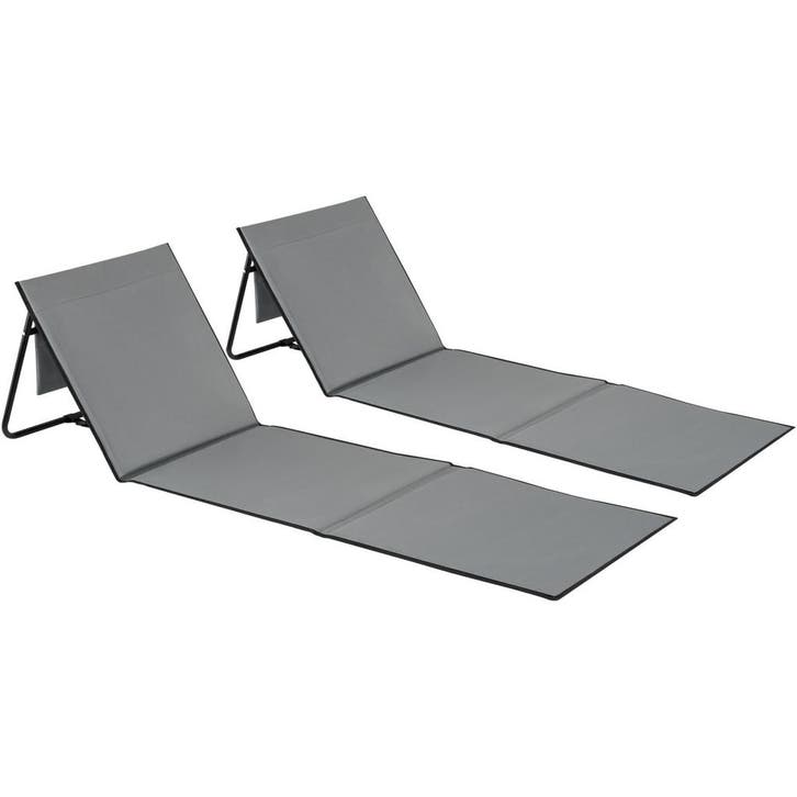 tectake Set van 2 strandmatten Mina, flexibele rugleuning, o, Caravans en Kamperen, Kampeeraccessoires, Verzenden