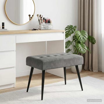 vidaXL Bank met knopen tufting Donkergrijs 60 x 40 x 45 cm, Verzenden