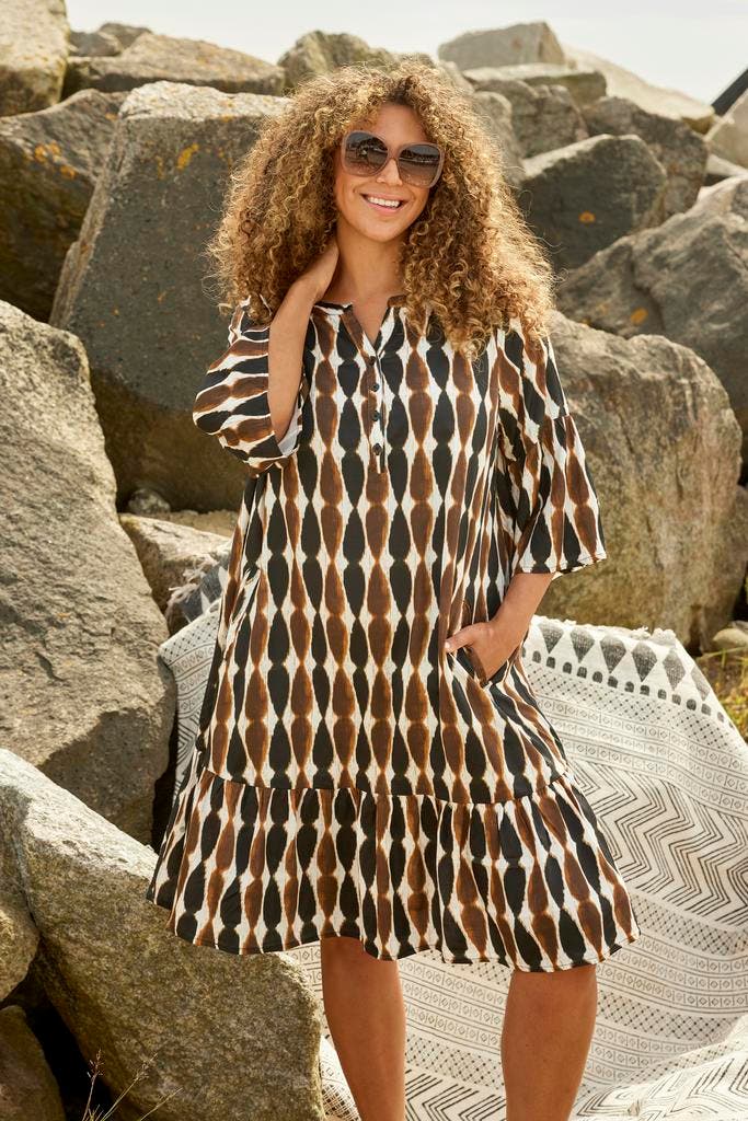 ZHENZI jurk Hana ruche randM=46-48Maat 46/48 (XL) of groter, Kleding | Dames, Jurken, Overige kleuren, Nieuw, Maat 46/48 (XL) of groter