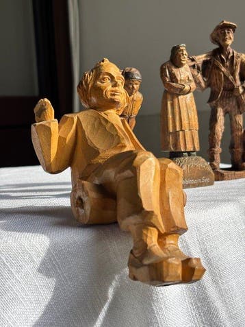 Figuur - Konvolut- handgeschnitzte Holzfiguren aus dem, Antiek en Kunst