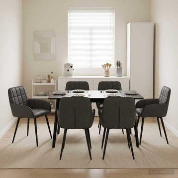vidaXL Eetstoelen 6 pcs Kunstleer Zwart 56,5 x 50 x 86 cm, Verzenden, Nieuw