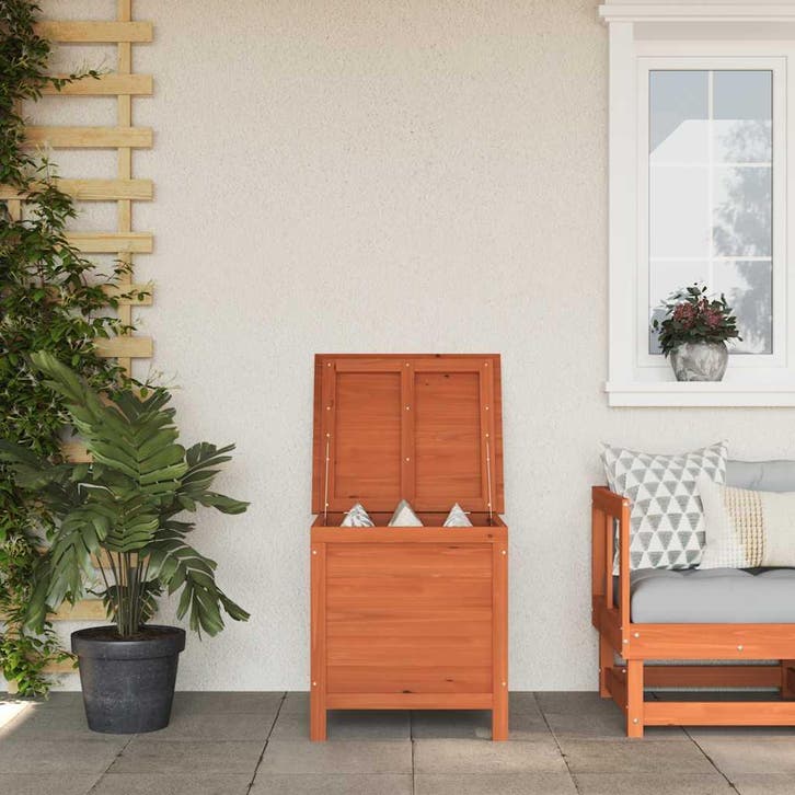 vidaXL Tuinbox 50x49x56,5 cm massief vurenhout bruin, Jardin & Terrasse, Stockage & Armoires de jardin, Envoi