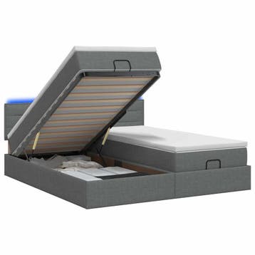 vidaXL Ottomaanse Bed met Matras en LED Donkergrijs 200 x, Verzenden