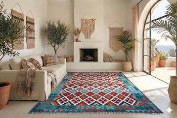 Kleurrijke kilim - ongebruikt - Vloerkleed - 295 cm - 205 cm, Huis en Inrichting, Stoffering | Tapijten en Vloerkleden, Nieuw