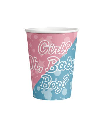 Gender Reveal Bekers 9cm 8st, Verzenden