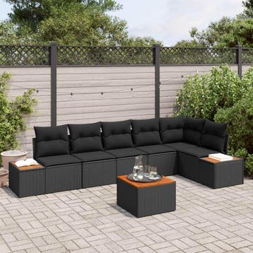 vidaXL Tuinbank Set 6 st 6-Aantal zitplaatsen Zwart, Verzenden, Nieuw
