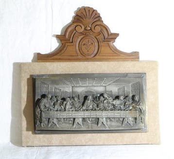 Sculpture, Cenacolo - 32 cm - Métal – Bois gravé