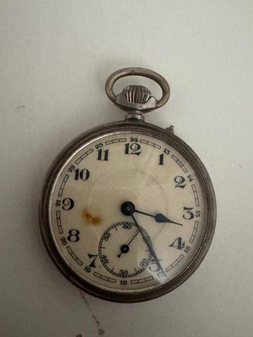 Vintage Art Deco Mechanical Pocket Watch with 24-Hour Dial -, Nieuw