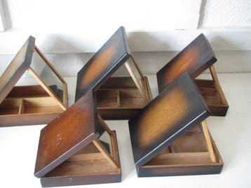 Cercueil - Bois, verre miroir - Lot de cinq coffrets de