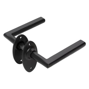 Deurklink Piatto mat zwart met ovale rozetten - voor binn..., Doe-het-zelf en Bouw, Ophalen of Verzenden, Nieuw, IJzer, Klink of Kruk
