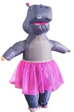 KIMU® Opblaas Kostuum Nijlpaard met Tutu Opblaasbaar Pak Nij, Ophalen of Verzenden