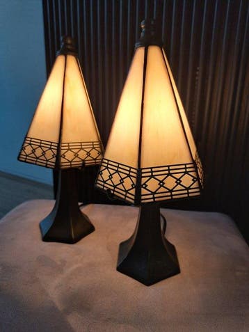 Art de France - Set Tiffany stijl tafellampen glas in lood -, Huis en Inrichting, Nieuw