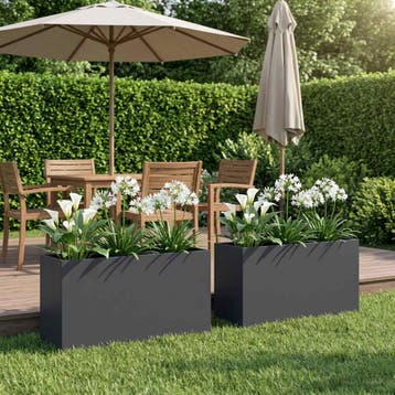 vidaXL Plantenbak 2 st Antraciet 100 x 30 x 50 cm, Tuin en Terras, Bloempotten, Verzenden, Nieuw