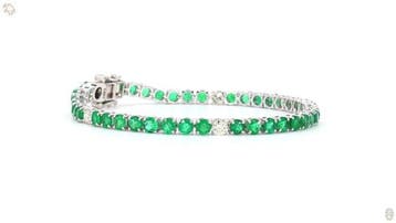 Bracelet - 14 carats Or blanc - 9.66ct. tw. Émeraude -