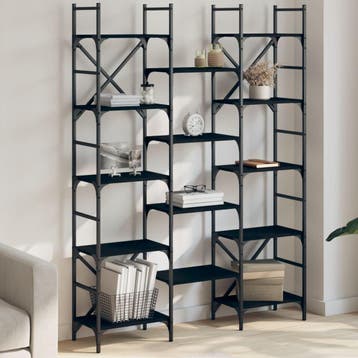 vidaXL Boekenkast 127,5x28,5x172,5 cm bewerkt hout zwart, Verzenden