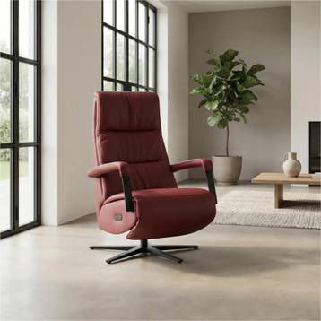 Leren elektrisch relaxfauteuil Core - Massif Rubino, Huis en Inrichting, Bohemian, Industrieel, Modern, Scandinavisch, Nieuw, Ophalen of Verzenden