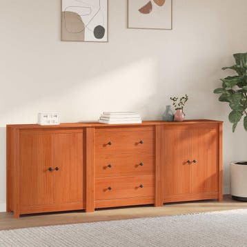 vidaXL Dressoir 3 st Waskleur Bruin 210 x 35 x 80 cm, Huis en Inrichting, Verzenden, Nieuw