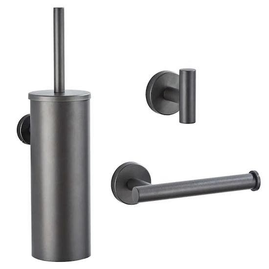 SALE - Zova - Gun metal - Accessoire set -, Doe-het-zelf en Bouw, Sanitair, Nieuw, Ophalen of Verzenden