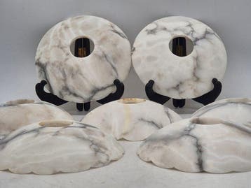 Vintage Alabaster Lampenschirme – 7er Set – Naturstein mit, Antiek en Kunst