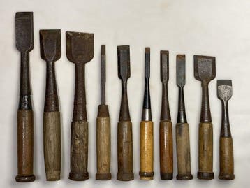 Vintage Japanese Woodworking Chisels – Set of 10 –