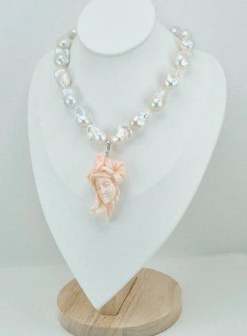 Corail - Argent - Collier - Perles et corail rose