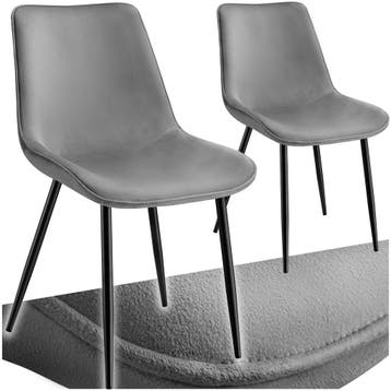 Set stoelen Monroe fluweellook - grijs, Set van 2, Huis en Inrichting, Verzenden, Nieuw