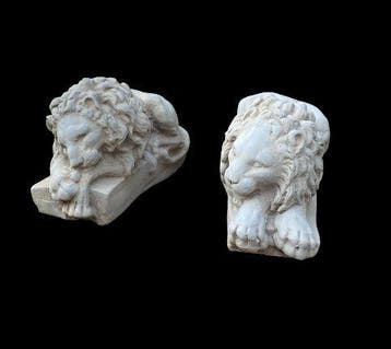 sculptuur, Coppia leoni - 20 cm - Canovas leeuwenpaar —, Antiek en Kunst