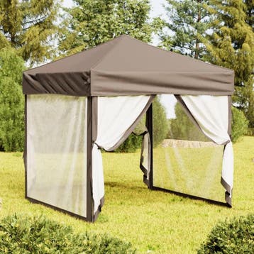 vidaXL Partytent inklapbaar met zijwanden 2x2 m taupe, Tuin en Terras, Verzenden, Nieuw