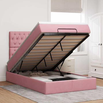 vidaXL Ottoman bed met matrassen 120x200cm fluweel roze, Verzenden, Nieuw