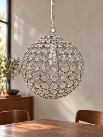 Lamp - Sprankelende bolvormigef hanglamp – zilverkleurig