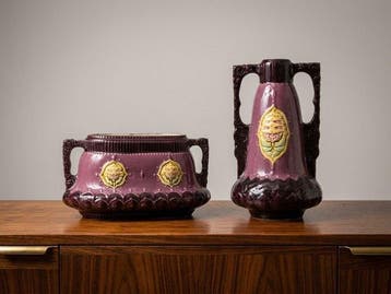 Jugendstil Art Nouveau Keramiek Garnituur - toeschrijving, Antiek en Kunst