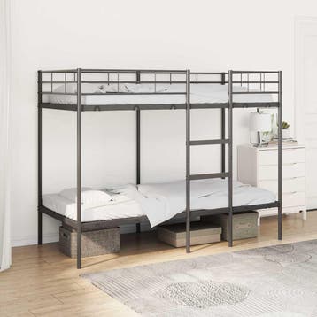 vidaXL Stapelbed zonder matras 90x200 cm staal zwart, Verzenden