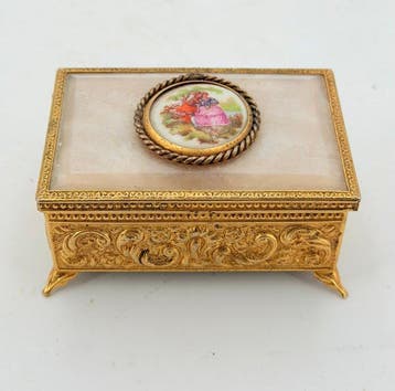 Doos - juwelier - Messing - Fragonard-stijl