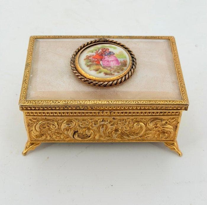 Doos - juwelier - Messing - Fragonard-stijl, Antiquités & Art, Curiosités & Brocante