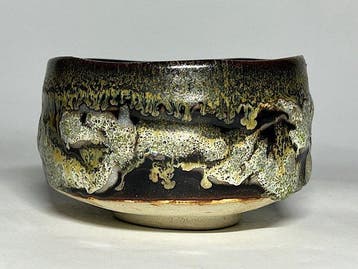 Ohi Ware Waki Kiln Glaze-Drip Tea Bowl (Chawan) (Ame-y