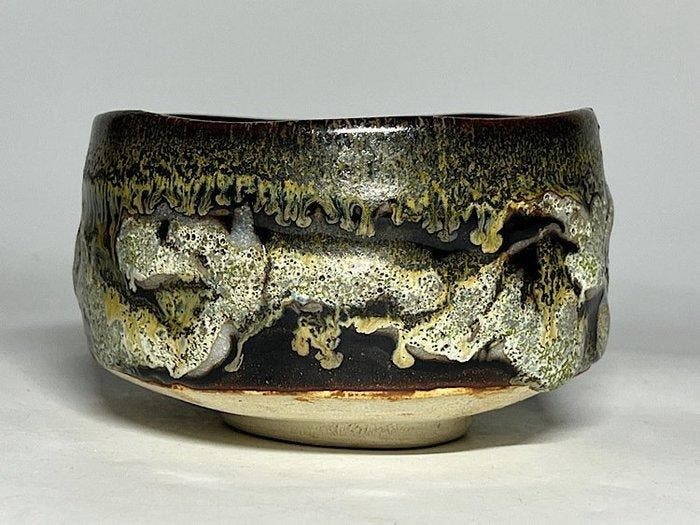 Ohi Ware Waki Kiln Glaze-Drip Tea Bowl (Chawan) (Ame-y, Antiquités & Art, Antiquités | Autres Antiquités