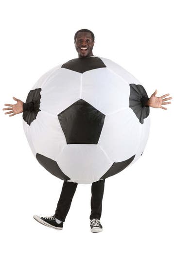 KIMU® Opblaas Kostuum Voetbal Opblaasbaar Pak Voetbalpak Mas, Ophalen of Verzenden, Nieuw