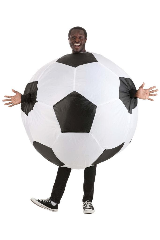 KIMU® Opblaas Kostuum Voetbal Opblaasbaar Pak Voetbalpak Mas, Kleding | Heren, Carnavalskleding en Feestkleding, Nieuw, Ophalen of Verzenden
