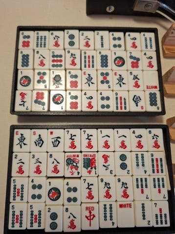 Jeu de société - origineel Mahjong met houten latten -