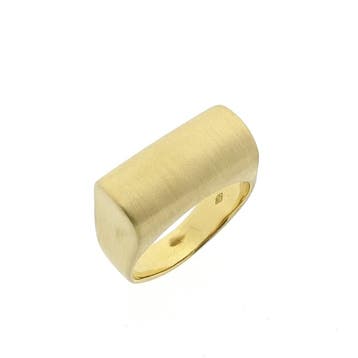 Vintage gouden gematteerde herenring, Ophalen of Verzenden