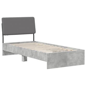 vidaXL Eenpersoonsbed met hoofdbord Betongrijs en lichtgrijs, Huis en Inrichting, Verzenden, Nieuw