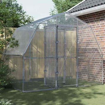 vidaXL Vogelkooi met deur gegalvaniseerd staal zilverkleurig, Verzenden