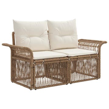 vidaXL Tuin Sofa 2-Aantal zitplaatsen Beige poly rattan, Verzenden, Nieuw