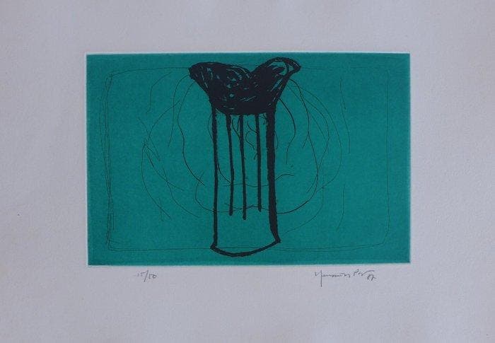 Joan Hernández Pijuan (1931-2005) - Gerro sobre verd, Antiquités & Art, Antiquités | Autres Antiquités