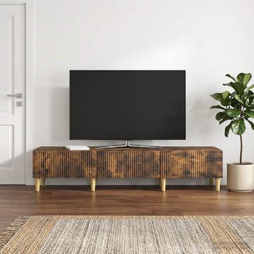 vidaXL TV Kast met lade Gerookt eiken 147 x 34,5 x 30 cm, Verzenden, Nieuw