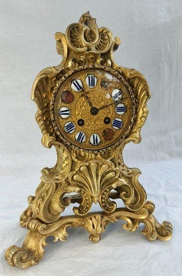 Klok - Antiek - Verguld brons - 1890 - Guiche Paris Royal