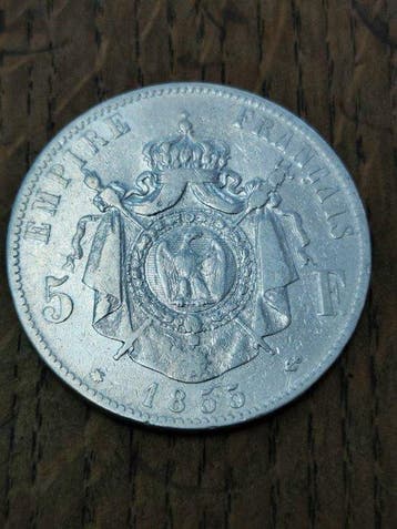 France. Napoléon III. 5 Francs 1855-BB, Strasbourg (Sans, Postzegels en Munten