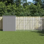 vidaXL Hondenhok met ren 165x1.067x181 cm staal lichtgrijs, Verzenden, Nieuw