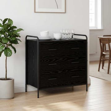 vidaXL Ladekast Zwart eiken 70 x 39,5 x 71 cm Bewerkt hout, Verzenden, Nieuw