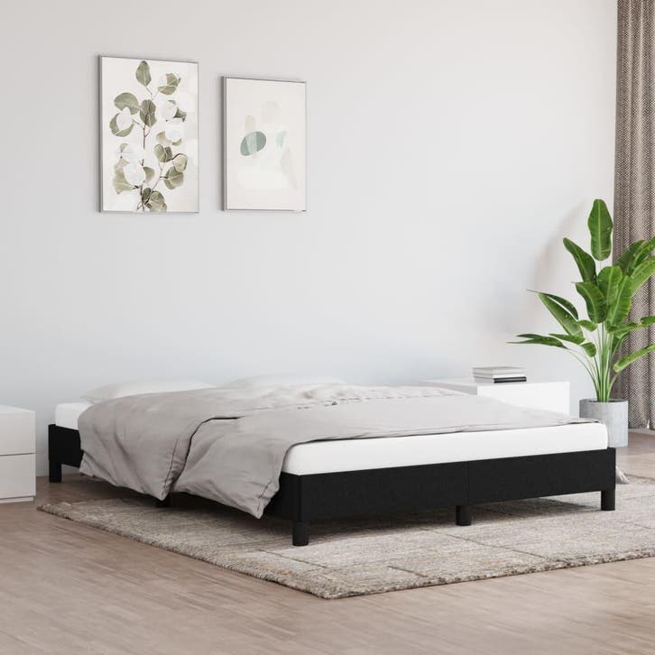 vidaXL Bedframe zonder matras stof zwart 140x190 cm, Huis en Inrichting, Slaapkamer | Bedden, Nieuw, Verzenden